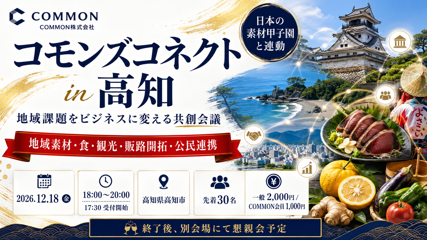 【12月18日・高知県高知市】日本の素材甲子園と連動した地域課題をビジネスに変える共創会議「コモンズコネクト高知」を開催