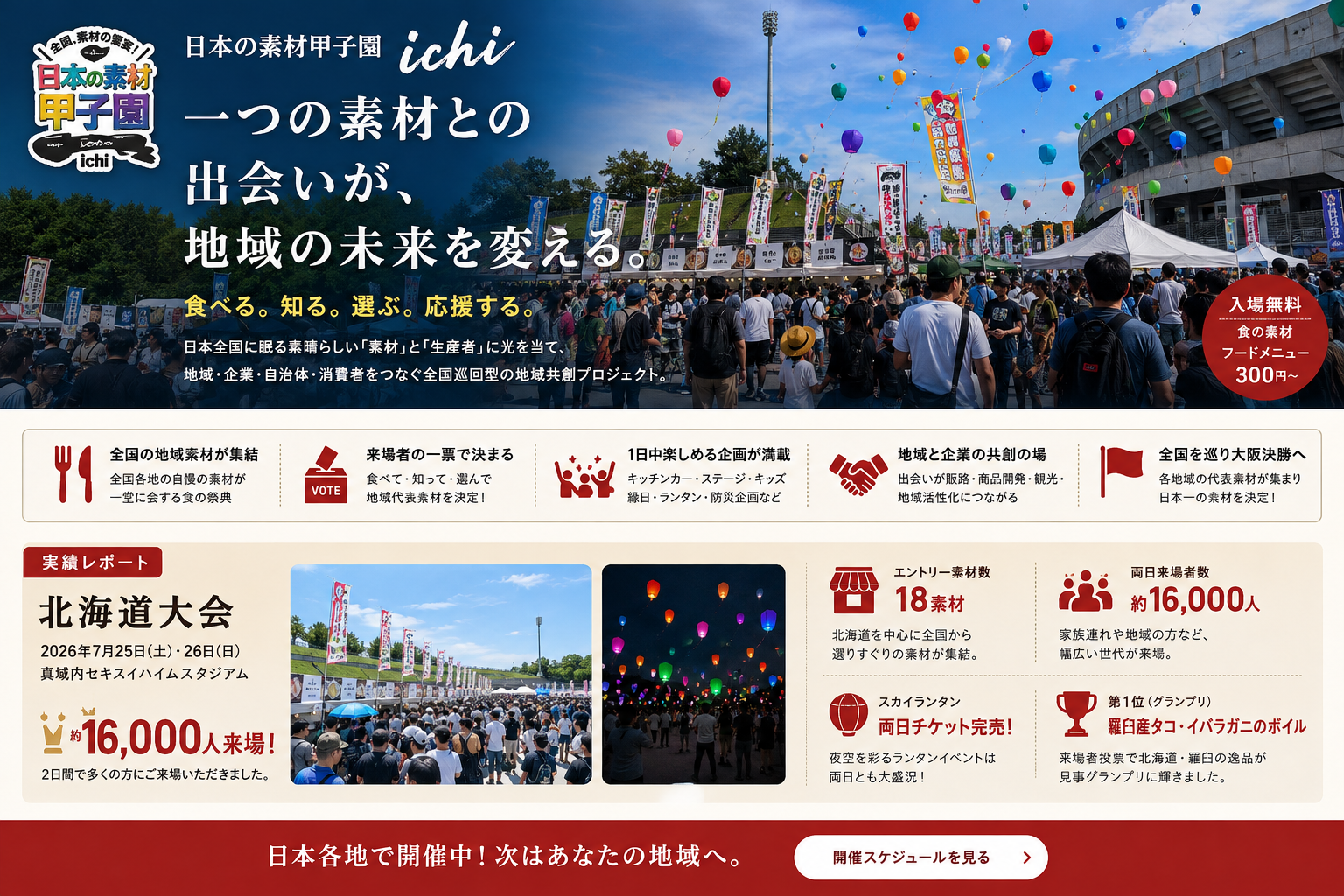 日本の素材甲子園「一（ichi）」 　〜　一つの素材との出会いが、地域の未来を変える。 食べる。知る。選ぶ。応援する。〜