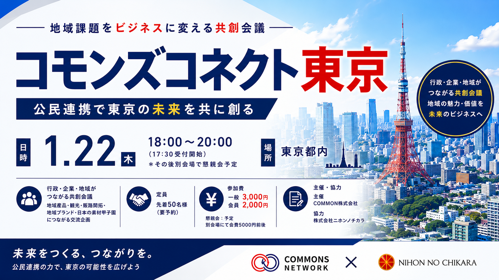 【1月22日・東京】日本の素材甲子園と連動した地域課題をビジネスに変える共創会議「コモンズコネクト東京」を開催