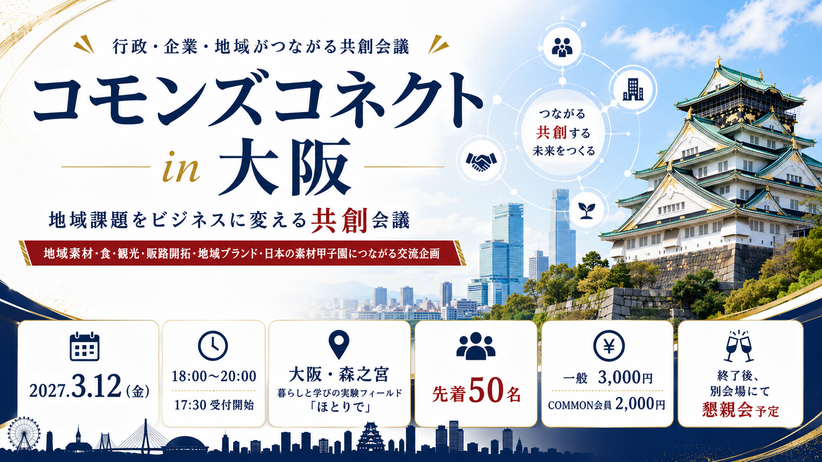 【3月12日・大阪】日本の素材甲子園と連動した地域課題をビジネスに変える共創会議「コモンズコネクト大阪」を開催